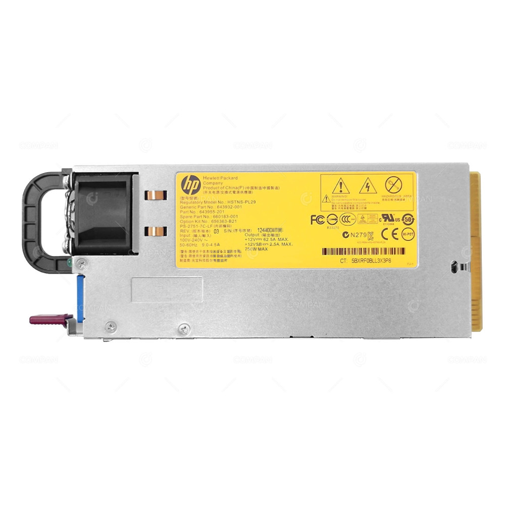 660183-001 HP 750W PLATINUM PSU FOR DL180 DL360 ML370 ML350 G6 DL380P G8